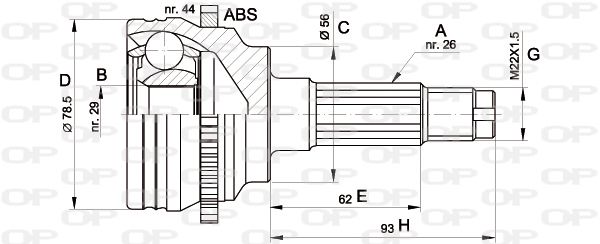 OPEN PARTS Шарнирный комплект, приводной вал CVJ5489.10